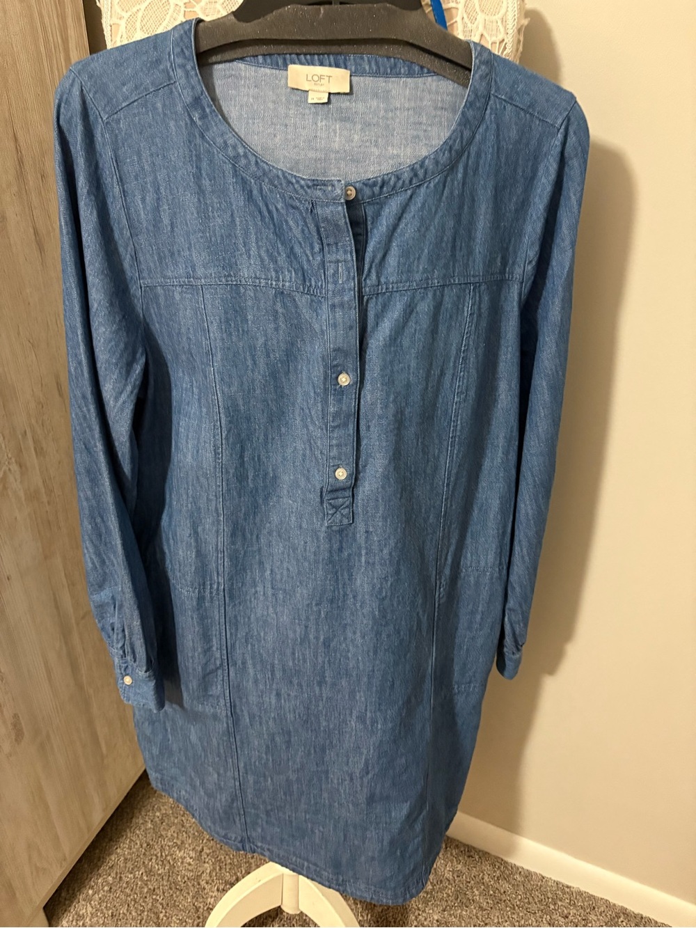 LOFT Blue Denim-Style Button Tunic